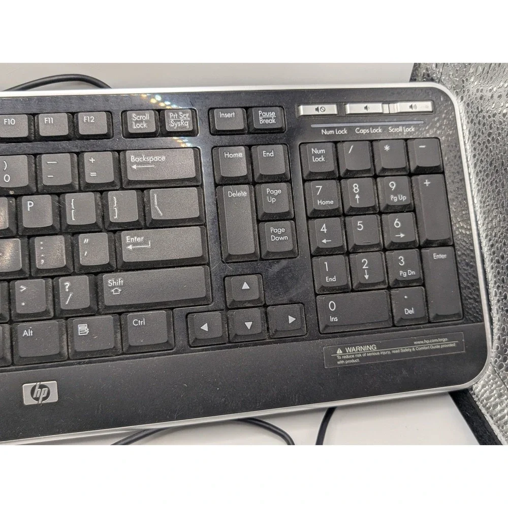 HP KB2101U Wired Keyboard and N910U Optical Mouse Set Black Silver USB